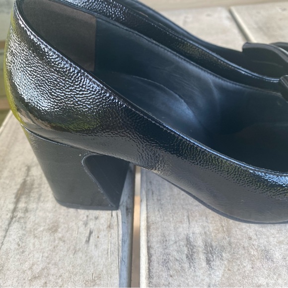 Paul Green Back Ozzie Crinkled Patent Matte Link Chain Vamp Goth Loafer Pump 6.5 - Picture 5 of 12